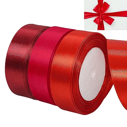 qingmeng 66m Satinband Rot, 20mm Geschenkband Rot Breit, Schleifenband Rot, Geschenkband Hochzeit Stoff, Rotenes Geschenk Band Geschenkbänder für Taufe Geburtstag Deko Geschenkverpackung von qingmeng