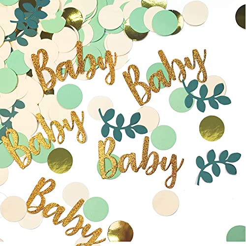 qingmeng Babyparty Deko Konfetti | 100 Stück Baby Shower Deko Konfetti Junge Mädchen Grün | Baby Party Dekoration Neutral | Babyparty Tisch Dekoration Servietten Konfetti Party Baby Dusche Zubehör von qingmeng