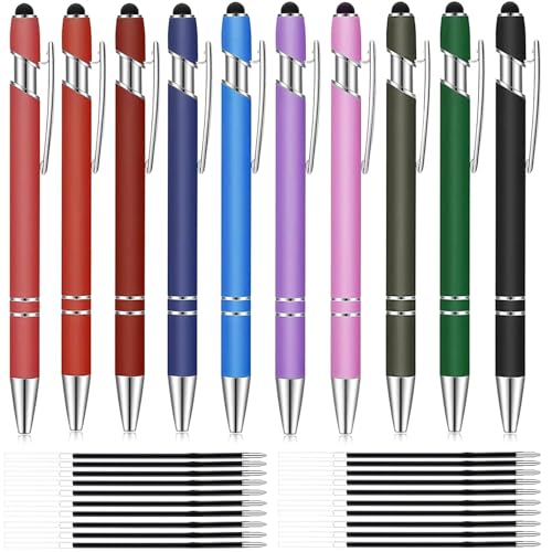 qingmeng Kugelschreiber mit Touchpen, 10 Stück Kugelschreiber Hochwertig Metall mit 20 Stk Nachfüllungen Kugelschreiber Set Schwarz, Kulli für Einfaches Weiches Schreiben Gel Ergonomisch Aesthetic Pen qingmeng Kugelschreiber mit Touchpen, 10 Stück Kugelschreiber Hochwertig Metall mit 20 Stk Nachfüllungen Kugelschreiber Set Schwarz, Kulli für Einfaches Weiches Schreiben Gel Ergonomisch Aesthetic Pen von qingmeng