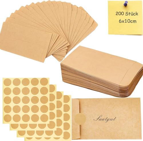 qingmeng Samentütchen, 200 Stück Papiertüten Klein Braun mit 100 Stück Aufkleber, 6x10cm Saatgut Aufbewahrung, Mini Kraftpapier Tüten zum Befüllen Verpackungstüten Umschläge Geschenktüten Bonbons qingmeng Samentütchen, 200 Stück Papiertüten Klein Braun mit 100 Stück Aufkleber, 6x10cm Saatgut Aufbewahrung, Mini Kraftpapier Tüten zum Befüllen Verpackungstüten Umschläge Geschenktüten Bonbons von qingmeng