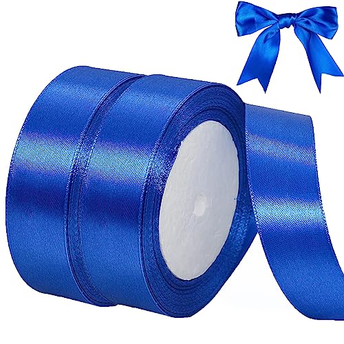 qingmeng Satinband Blau,44m Geschenkband Blau Breit, 20mm Schleifenband Blau, Geschenkband Hochzeit Stoff, Blauenes Geschenk Band Geschenkbänder für Taufe Geburtstag Deko Geschenkverpackung von qingmeng