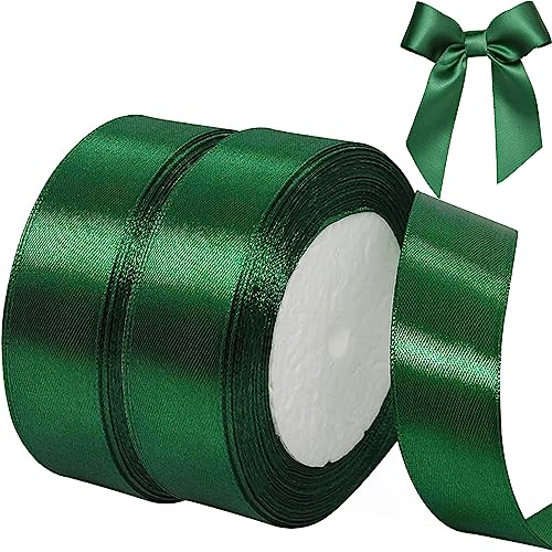 qingmeng Satinband Grün, 44m Geschenkband Grün Breit, 20mm Schleifenband Grün, Geschenkband Hochzeit Stoff, Rotenes Geschenk Band Geschenkbänder für Taufe Geburtstag Deko Geschenkverpackung von qingmeng