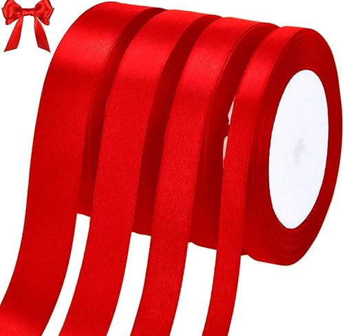 qingmeng Satinband Rot, 88m Geschenkband Rot Breit, 6/10/15/20 mm Schleifenband Rot, Geschenkband Hochzeit Stoff, Rotenes Geschenk Band Geschenkbänder für Taufe Geburtstag Deko Geschenkverpackung von qingmeng