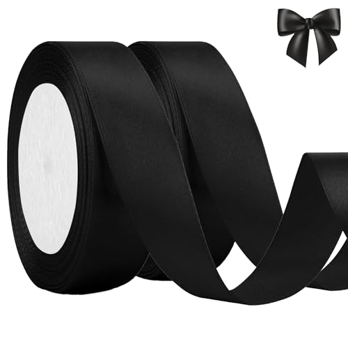 qingmeng Satinband Schwarz, 44m Geschenkband Schwarz Breit, 20mm Schleifenband Schwarz, Geschenkband Hochzeit Stoff, Goldenes Geschenk Band Geschenkbänder für Taufe Geburtstag Deko Geschenkverpackung qingmeng Satinband Schwarz, 44m Geschenkband Schwarz Breit, 20mm Schleifenband Schwarz, Geschenkband Hochzeit Stoff, Goldenes Geschenk Band Geschenkbänder für Taufe Geburtstag Deko Geschenkverpackung von qingmeng