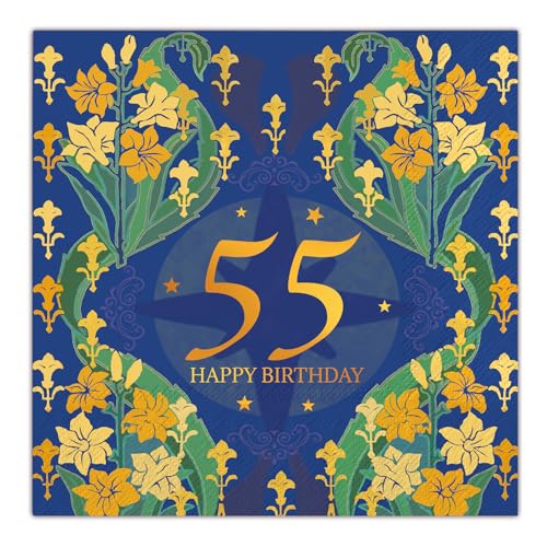 qiqee Einweg-Servietten zum 55. Geburtstag, 33 x 33 cm, für Geburtstag, Party, Cocktail, Abendessen, Hochzeit, Dessert, Weinpapierservietten (50 Stück) von qiqee