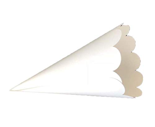 qiuxiaoaa 50Pcs Lasergeschnittene gewellte Spitze, die Süßigkeitenhochzeitsfeier begünstigt Konfetti-Kegel Papierkegel-Dekorationszubehör Geschenke Kegel Papierkegel Weiß von qiuxiaoaa