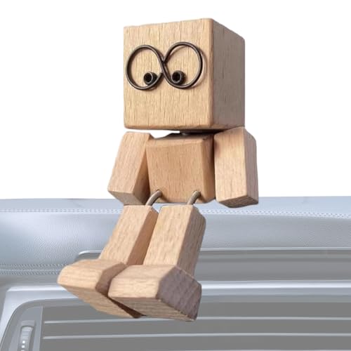 qixeuoa Wackelnder Holzmann Figur - Figuren Deko Für Tisch | Lustige Holzfigur Deko für Auto Arbeitszimmer Wohnzimmer Vitrine Schlafzimmer von qixeuoa