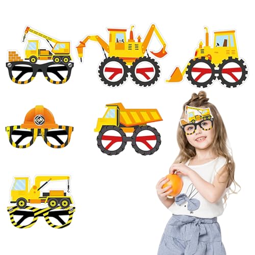 qiyifang Bau-Partybrille – Kipplaster, Bagger-Party-Dekorationen, kreative Stand-Requisiten, lustige Partybrille für Jungen, Geburtstagsparty, Fahrzeug-Party von qiyifang