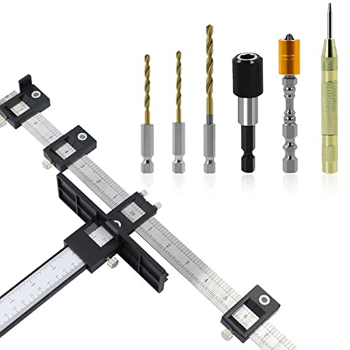 qiyifang Cabinet Handle Jig, Stable Cabinet Hardware Jig Drill Guide, Aluminum Alloy Punch Locator Template Doweling Jig Kit for Door Handles Drawers Shelves von qiyifang