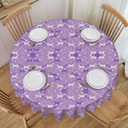 Pferde Lila Lila Mädchen Süßes Cowgirl,Waschbare, faltenfreie Tischdecke für Picknick, Camping, Party, Essen, runde Tischdecke 60 Zoll Pferde Lila Lila Mädchen Süßes Cowgirl,Waschbare, faltenfreie Tischdecke für Picknick, Camping, Party, Essen, runde Tischdecke 60 Zoll von qrESONES