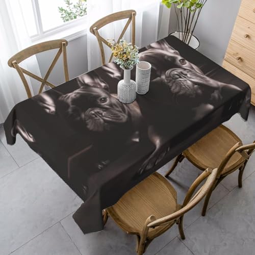 Rechteckige Tischdecke aus Polyester, staubdicht, knitterfrei, für Esszimmer, Partys im Innen- und Außenbereich.Französische Bulldogge Druck Rechteckige Tischdecke aus Polyester, staubdicht, knitterfrei, für Esszimmer, Partys im Innen- und Außenbereich.Französische Bulldogge Druck von qrESONES