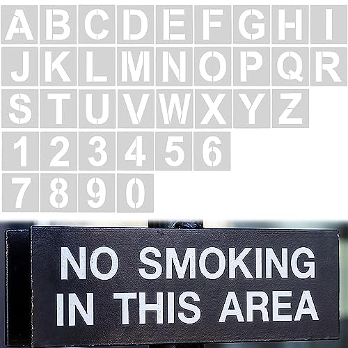 36 Stück Buchstaben Schablone Set, 6 cm Wiederverwendbare Buchstaben Zahlen Zeichen Schablonen Alphabetschablone für Holzschilder Malerei DIY und Handwerk von qufzdopv