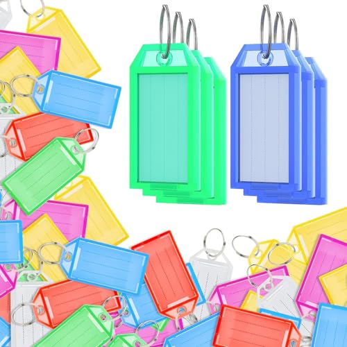60 Stück Schlüsselanhänger, Schlüsselanhänger Beschriftbar Mit Extra Etiketten, 6 Farben Schlüssel Beschriftung,Schlüsselschilder von qufzdopv