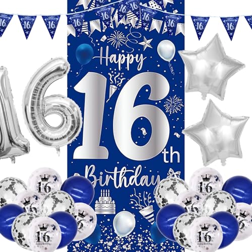 16 Geburtstag Deko Blau und Silber 16.Geburtstag Banner Ballons 16th Birthday Geburtstags Türbanner Hintergrund Geburtstagsbanner 16 Geburtstag Dekoration Junge Mädchen für 16 Party Dekoration 16 Geburtstag Deko Blau und Silber 16.Geburtstag Banner Ballons 16th Birthday Geburtstags Türbanner Hintergrund Geburtstagsbanner 16 Geburtstag Dekoration Junge Mädchen für 16 Party Dekoration von quiodok