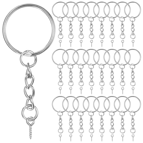 qxayxa 180 Stk Schlüsselanhänger Ringe Set(90 Schlüssel Ringe Kette + 90 Schrauböse Pins),Schlüsselring mit Kette, Schlüsselringe Schlüsselanhänger für DIY Basteln Schlüssel Schmuckherstellung von qxayxa