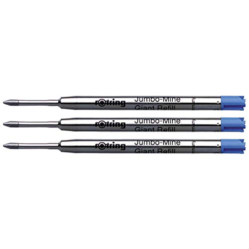 Rotring Jumbo-Minen für Kugelschreiber, mittlere Spitze, Blau, 3 Stück von rOtring