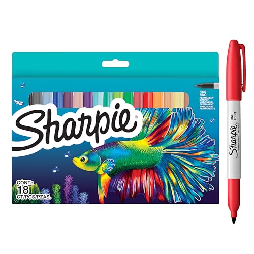 SHARPIE-Permanentmarker-Set | Sonderserie mit verschiedenen Farben | feine Spitze | 18 Markierstifte | Set für den Schulanfang von SHARPIE