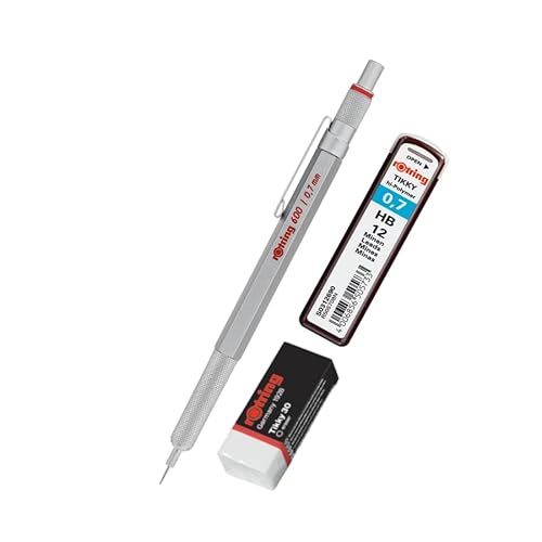 rOtring 600 0.7 Druckbleistift Silber mit HB 0,7 Nachfüllpack und Radiergummi Tikky 30 rOtring 600 0.7 Druckbleistift Silber mit HB 0,7 Nachfüllpack und Radiergummi Tikky 30 von rOtring