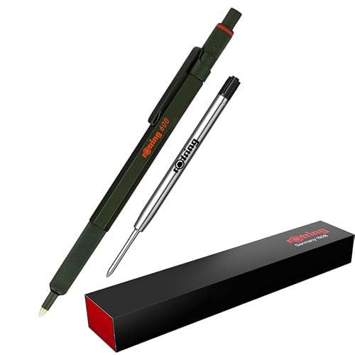 rOtring 600 Kugelschreiber, mittlere Spitze, schwarze Tinte, grüner Schaft, nachfüllbar + zusätzliche Kugelschreibermine, BLK rOtring 600 Kugelschreiber, mittlere Spitze, schwarze Tinte, grüner Schaft, nachfüllbar + zusätzliche Kugelschreibermine, BLK von rOtring