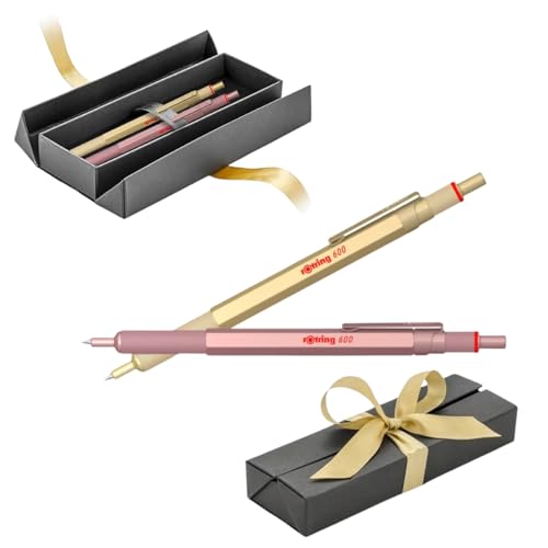 rOtring 600 Kugelschreiber Geschenkset - Roségold & Gold Metallstifte mit schwarzer Tinte - Premium nachfüllbare Stifte in edler Geschenkbox mit Band rOtring 600 Kugelschreiber Geschenkset - Roségold & Gold Metallstifte mit schwarzer Tinte - Premium nachfüllbare Stifte in edler Geschenkbox mit Band von rOtring