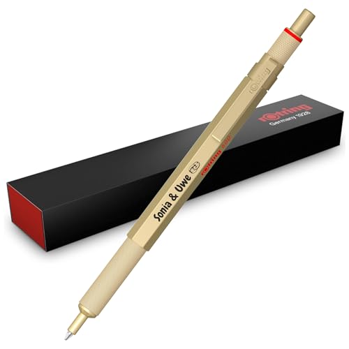 rOtring 600 Kugelschreiber – Metallgehäuse – mit individueller Gravur – Toller Druckkugelschreiber – Personalisierbar – Geschenkidee für Männer & Frauen (Gold) von rOtring