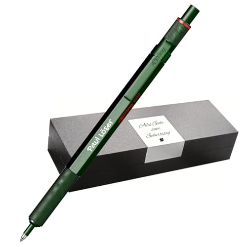 rOtring 600 Kugelschreiber – Metallgehäuse – mit individueller Gravur – Toller Druckkugelschreiber mit Etui – Personalisierbar – Geschenkidee für Männer & Frauen (Grün) von rOtring
