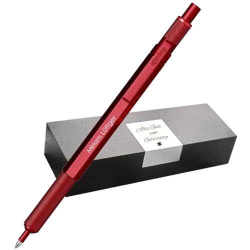 rOtring 600 Kugelschreiber – Metallgehäuse – mit individueller Gravur – Toller Druckkugelschreiber mit Etui – Personalisierbar – Geschenkidee für Männer & Frauen (Rot) von rOtring