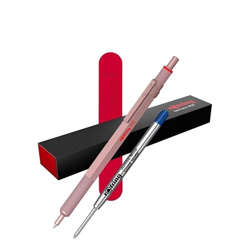 rOtring 600 Kugelschreiber Set - Roségold | Metallkörper | Schwarze Tinte nachfüllbarer Stift + extra blaue Mine | Premium Geschenkbox | gerändelter Griff | Professionelles Schreibwerkzeug von rOtring