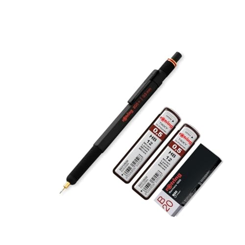 rOtring 800+ Druckbleistift und Touchscreen-Eingabestift Stifte | Drehbarer HB 0,5 mm Drehbleistift | 2 x 12 HB 0,5 mm Minen | B20 Radiergummi rOtring 800+ Druckbleistift und Touchscreen-Eingabestift Stifte | Drehbarer HB 0,5 mm Drehbleistift | 2 x 12 HB 0,5 mm Minen | B20 Radiergummi von rOtring