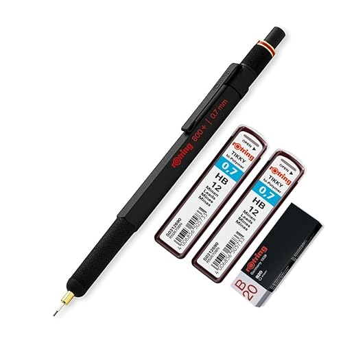 rOtring 800+ Druckbleistift und Touchscreen-Eingabestift | Drehbarer HB 0,7 mm Druckbleistift | 2 x 12 HB 0,7 m Minen | B20 Radiergummi rOtring 800+ Druckbleistift und Touchscreen-Eingabestift | Drehbarer HB 0,7 mm Druckbleistift | 2 x 12 HB 0,7 m Minen | B20 Radiergummi von rOtring
