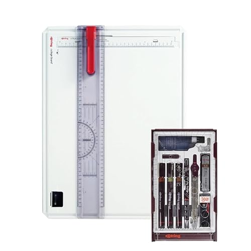 rOtring College A3 Zeichenbrett & Isograph Technischer Stift Set | 10-teiliges professionelles Zeichenset | Deutsche Präzisionswerkzeuge für Architektur, Technik & Design von rOtring
