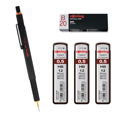rOtring Druckbleistift 800, 0,5 mm, 1904447, Schwarz, 3 x Tikky Minen, HB – 0,5 mm, Radiergummi B20 rOtring Druckbleistift 800, 0,5 mm, 1904447, Schwarz, 3 x Tikky Minen, HB – 0,5 mm, Radiergummi B20 von rOtring