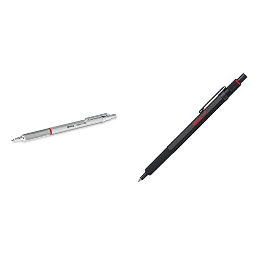 rOtring Rapid PRO Kugelschreiber | Mittlere Linienbreite | Silber & 600 Kugelschreiber | mittlere Spitze | Schwarze Tinte | schwarzer Schaft | nachfüllbar von rOtring