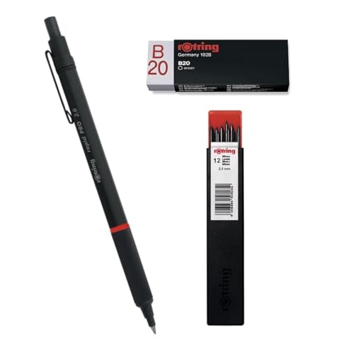 rOtring Rapid Pro Druckbleistift | HB 2,0 mm Minen-Druckbleistift | Mattschwarzer Vollmetallschaft | Set Tikky Druckbleistiftminen | 2,0 mm | 12 Stück | Radiergummi B20 rOtring Rapid Pro Druckbleistift | HB 2,0 mm Minen-Druckbleistift | Mattschwarzer Vollmetallschaft | Set Tikky Druckbleistiftminen | 2,0 mm | 12 Stück | Radiergummi B20 von rOtring