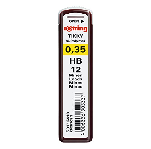rOtring Tikky-Druckbleistift | Nachfüllminen | 0,35 mm | HB | 10 Stück (120 Minen) von rOtring