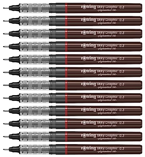 rOtring Tikky-Grafik Fineliner Filzstifte 0,3 mm schwarze Tinte 12-er Box von rOtring