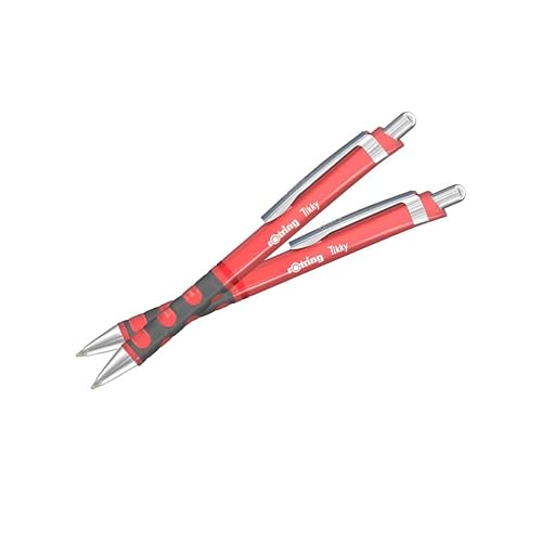 rOtring Tikky III Kugelschreiber, korallenrosa Körper, blaue Tinte, ergonomischer Griff, glattes Schreiben, ausgefallener Pastellstift für Schule, Büro und Journaling, ästhetisches Schreibwaren, 2 von rOtring