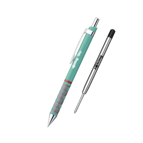 rOtring Tikky III Kugelschreiber - Türkisfarbener Schaft mit blauer Tinte + schwarzer mittlerer Mine (0,7 mm) - ergonomischer Griff - glattes Schreiben für Schule, Büro & Alltag von rOtring