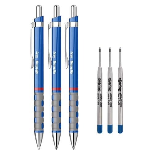 rOtring Tikky Leichter Kugelschreiber mit gummiertem Griff, blauer Schaft, 3 Stück, Tikky Jumbo-Kugelschreiberminen, 3 Stück, blaue Tinte rOtring Tikky Leichter Kugelschreiber mit gummiertem Griff, blauer Schaft, 3 Stück, Tikky Jumbo-Kugelschreiberminen, 3 Stück, blaue Tinte von rOtring