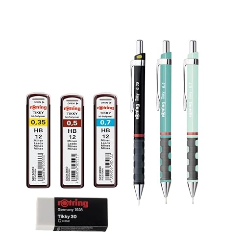 rOtring Tikky Pastell-Druckbleistifte-Set, HB, 0,34 mm, 0,5 mm, 0,7 mm, Radiergummi + Nachfüllungen, 40 Stück rOtring Tikky Pastell-Druckbleistifte-Set, HB, 0,34 mm, 0,5 mm, 0,7 mm, Radiergummi + Nachfüllungen, 40 Stück von rOtring