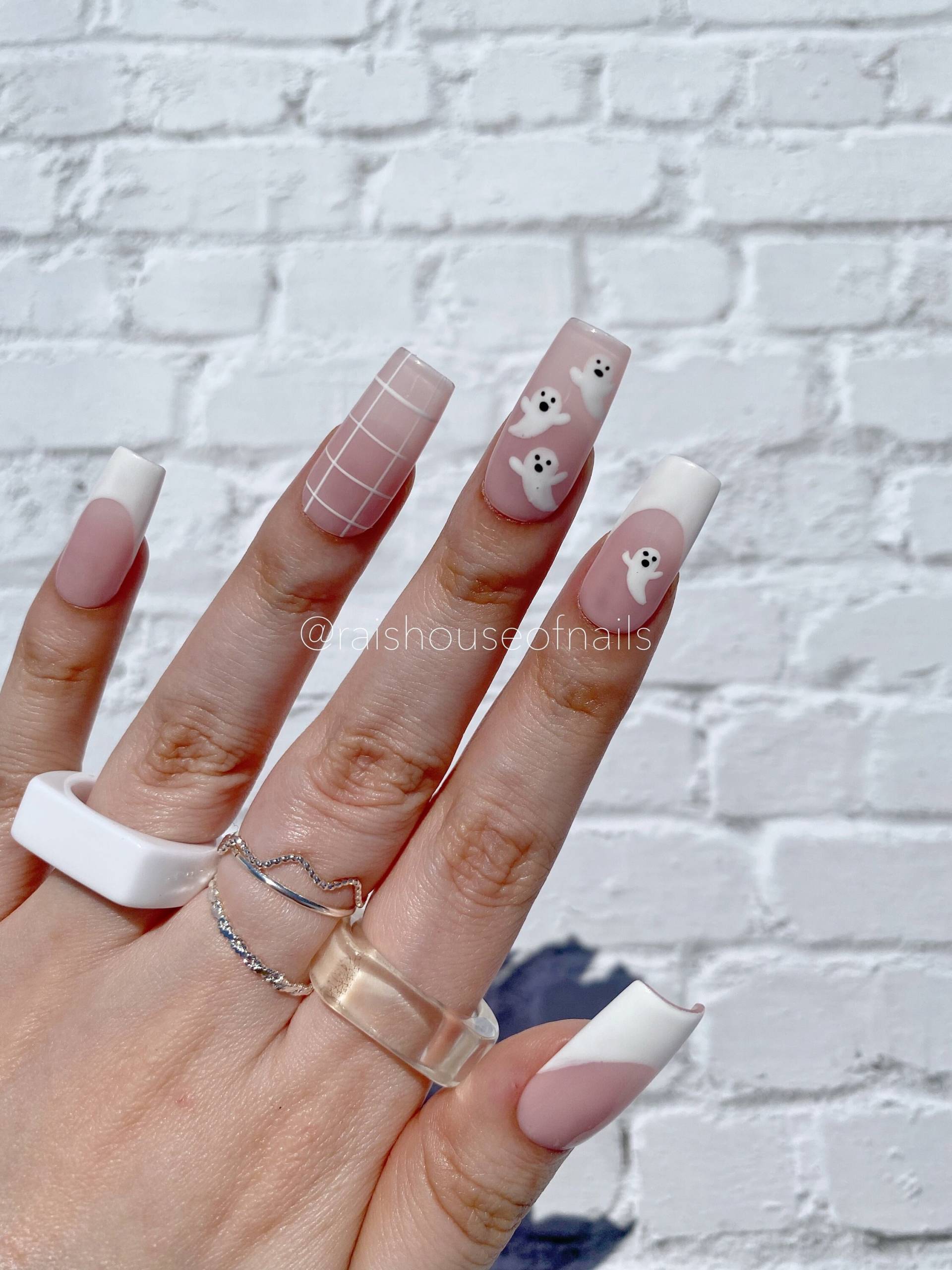 Halloween Presse Auf Nägel, Geisternägel, Gruselige Künstliche Falsche French Tip Nails Halloween Presse Auf Nägel, Geisternägel, Gruselige Künstliche Falsche French Tip Nails von raishouseofnails