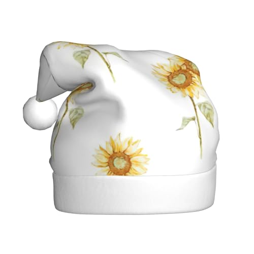 Blühender Sonnenblumen-Druck, Weihnachtsmannmütze für Erwachsene, Damen, Herren, Weihnachtsmütze für Neujahr, festliche Party Blühender Sonnenblumen-Druck, Weihnachtsmannmütze für Erwachsene, Damen, Herren, Weihnachtsmütze für Neujahr, festliche Party von rannsut