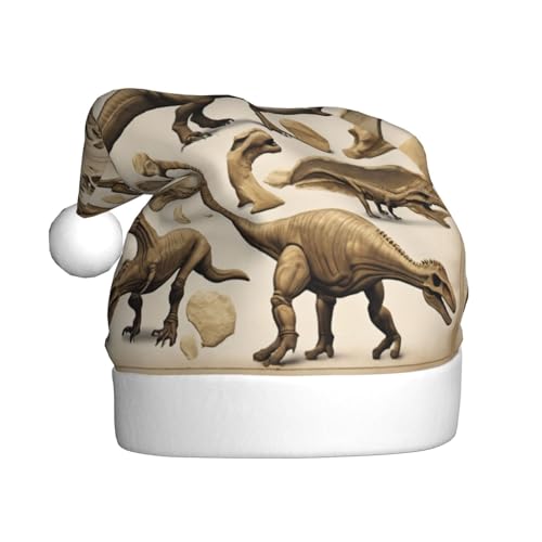 Dinosaurier-Fossils02 Weihnachtsmannmütze für Erwachsene, Damen, Herren, Weihnachtsmütze für Neujahr, festliche Party von rannsut