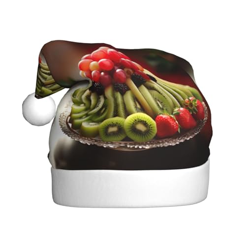 Kiwi Wassermelonen-Druck, Weihnachtsmannmütze für Erwachsene, Damen, Herren, Weihnachtsmütze für Neujahr, festliche Party Kiwi Wassermelonen-Druck, Weihnachtsmannmütze für Erwachsene, Damen, Herren, Weihnachtsmütze für Neujahr, festliche Party von rannsut