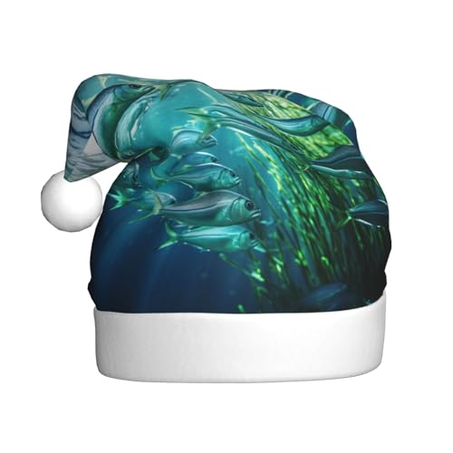 Kleine Fische schwimmen im Wasser Druck Weihnachtsmannmütze für Erwachsene Frauen Männer Weihnachtsmütze für Neujahr Festliche Party Kleine Fische schwimmen im Wasser Druck Weihnachtsmannmütze für Erwachsene Frauen Männer Weihnachtsmütze für Neujahr Festliche Party von rannsut