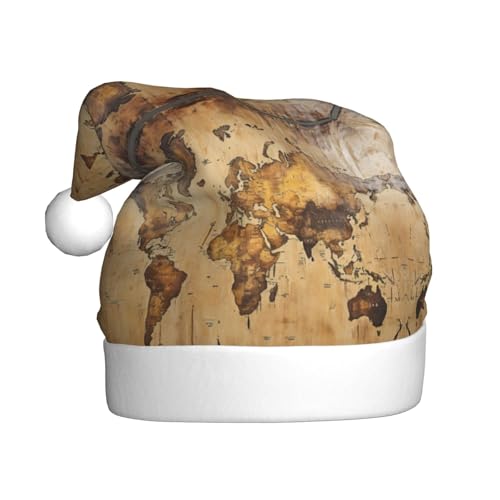 Rost Weltkarte Druck Weihnachtsmannmütze für Erwachsene Frauen Männer Weihnachtsmütze für Neujahr Festliche Party Rost Weltkarte Druck Weihnachtsmannmütze für Erwachsene Frauen Männer Weihnachtsmütze für Neujahr Festliche Party von rannsut
