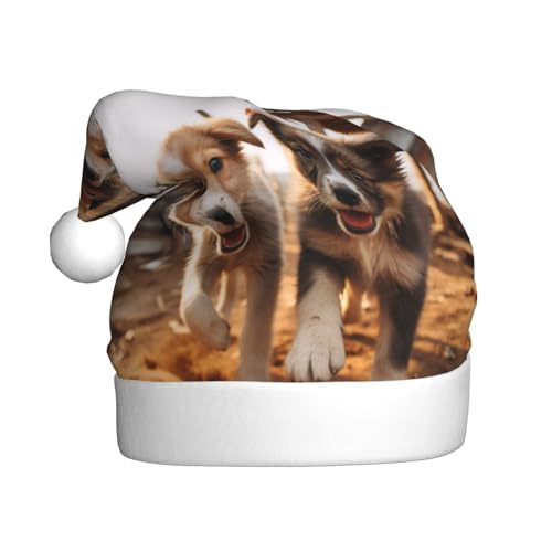 Weihnachtsmütze mit Hunde-Aufdruck, für Erwachsene, Damen, Herren, Weihnachtsmütze für Neujahr, festliche Party von rannsut