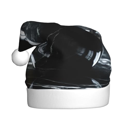 Weihnachtsmütze mit Marmordruck, schwarz, strukturiert, für Erwachsene, Damen, Herren, Weihnachtsmütze für Neujahr, festliche Party Weihnachtsmütze mit Marmordruck, schwarz, strukturiert, für Erwachsene, Damen, Herren, Weihnachtsmütze für Neujahr, festliche Party von rannsut