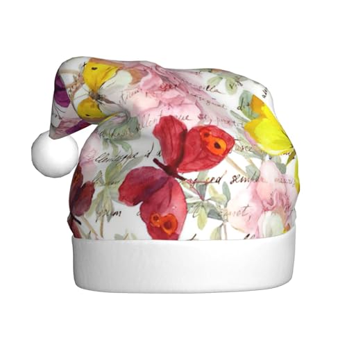Weihnachtsmütze mit Schmetterlings-Aufdruck, für Erwachsene, Damen, Herren, Weihnachtsmütze für Neujahr, festliche Party Weihnachtsmütze mit Schmetterlings-Aufdruck, für Erwachsene, Damen, Herren, Weihnachtsmütze für Neujahr, festliche Party von rannsut