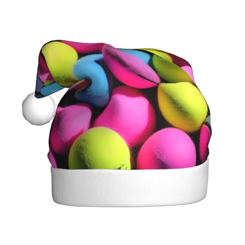Weihnachtsmütze mit Tennisbällen, leuchtend rosa, für Erwachsene, Damen, Herren, Weihnachtsmütze für Neujahr, festliche Party Weihnachtsmütze mit Tennisbällen, leuchtend rosa, für Erwachsene, Damen, Herren, Weihnachtsmütze für Neujahr, festliche Party von rannsut